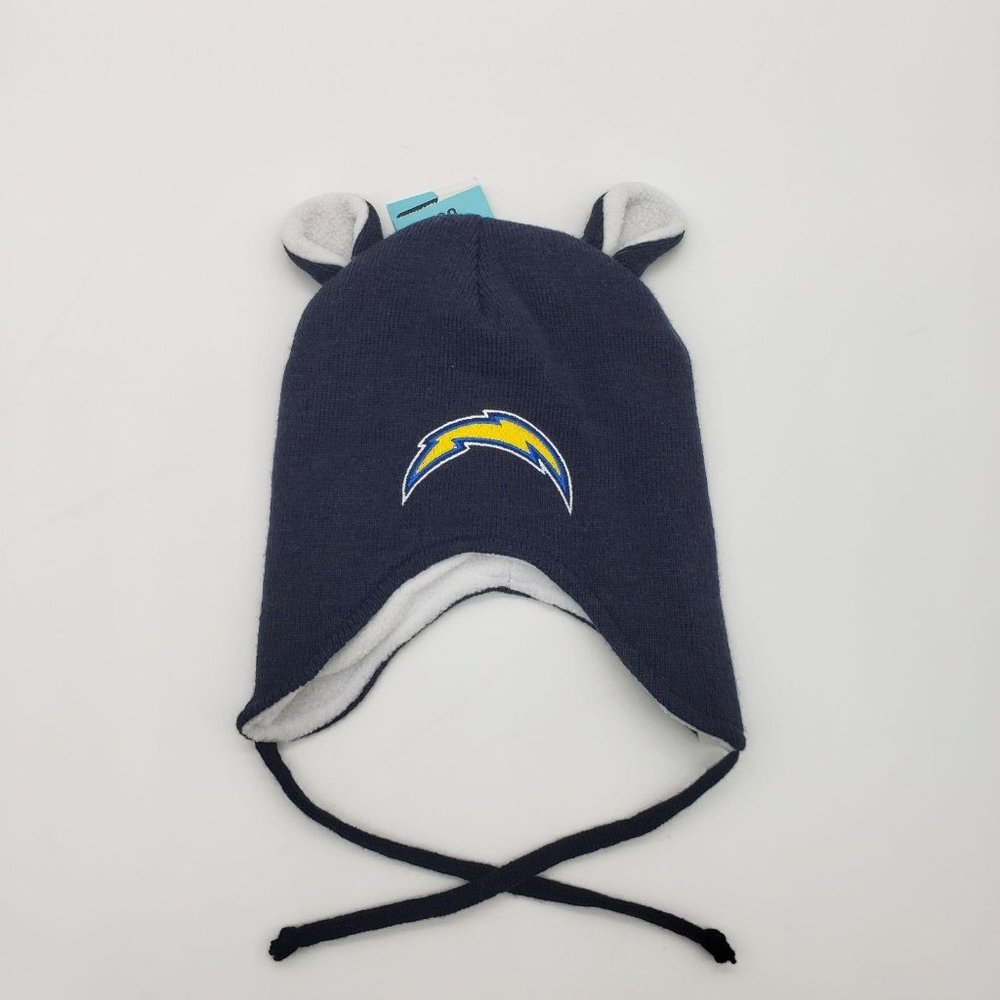 Kids NFL Los Angeles Chargers Bear Ear Beanie Hat‎ Navy Blue